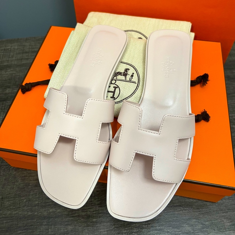 Hermes oran sandals 37 Pink Rose Petale